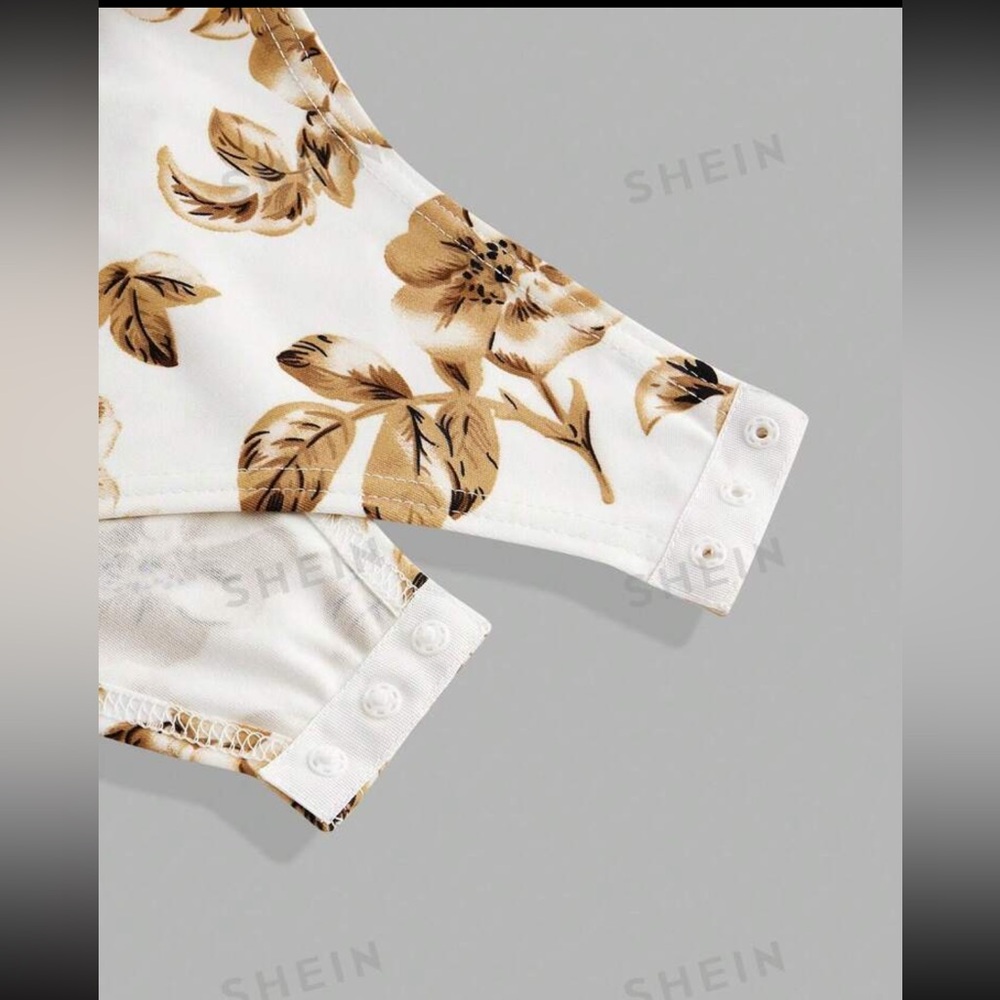 FWP SHEIN Plus size Floral Shaping Body Suit in Black or cream/ivory - Picture 4 of 8